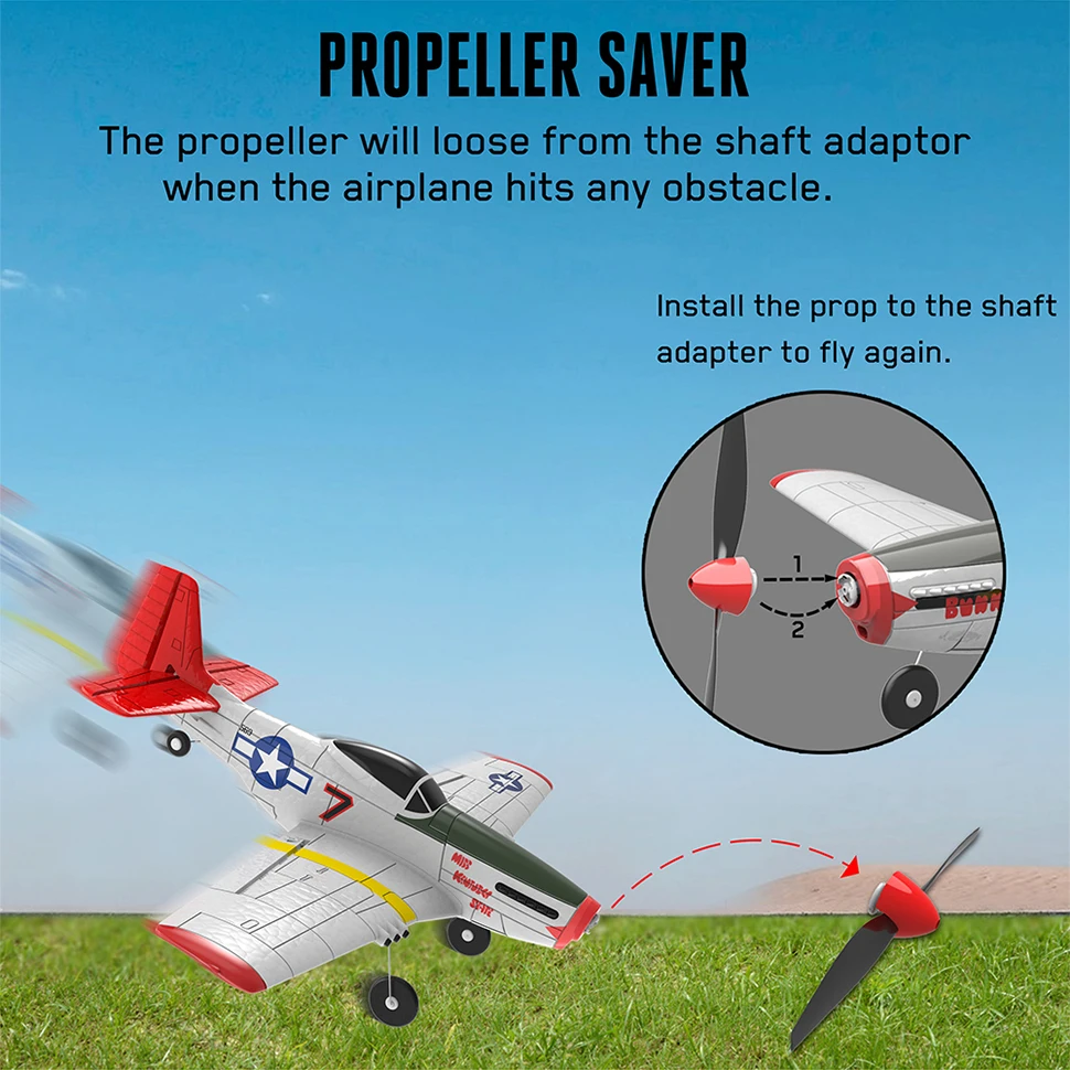 RC Park Flyer P51 Mustang Easy to Fly Beginner Radio Control Plane with Gyro Stabilizer
