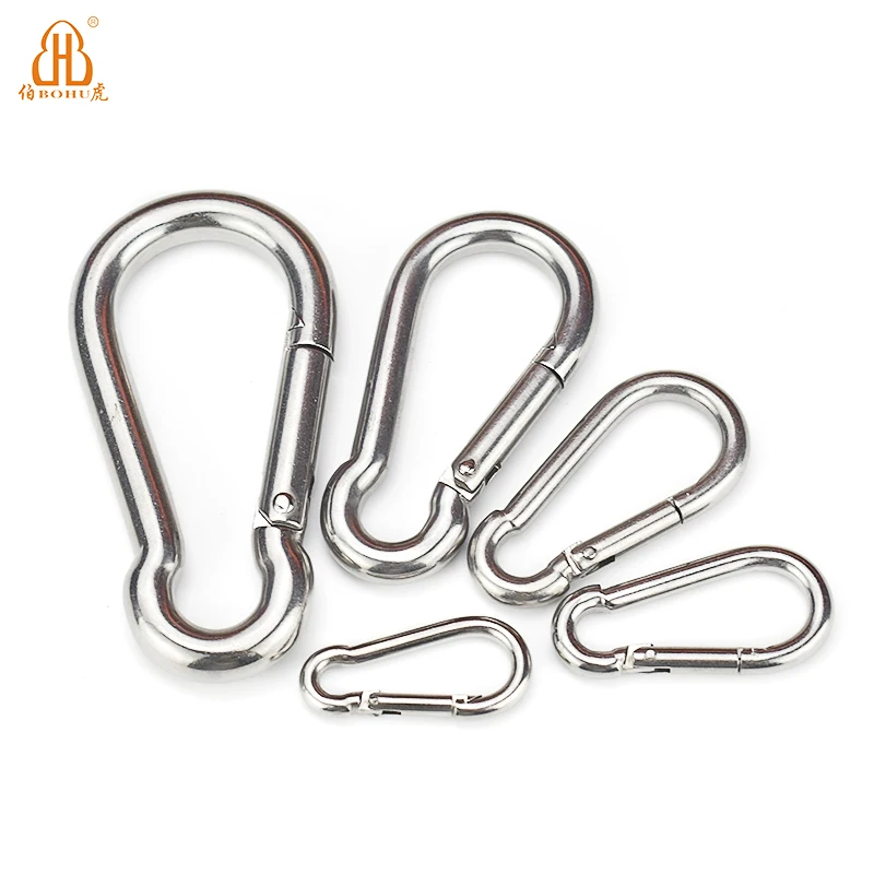 BOHU high quality Stainless Steel 316 304 Various sizes Spring Snap Hook Clip Carabiner Metal Snap Hook