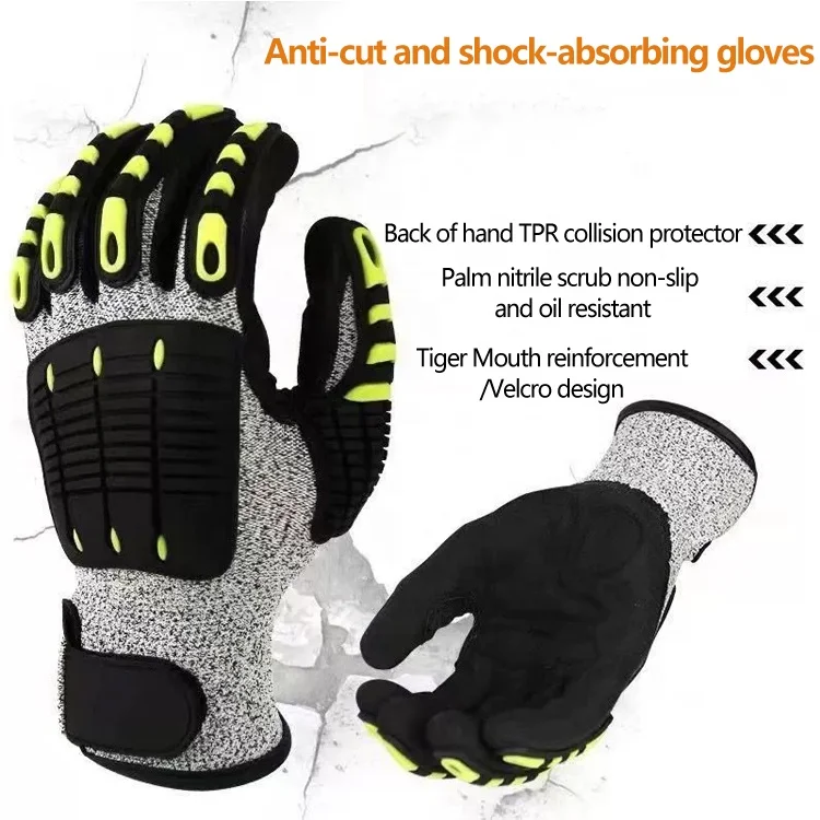 SunnyHope Impact-Resistant Mechanic Gloves Anti-impact General Purpose Work Gloves Nitrile Material for Construction Mechanics