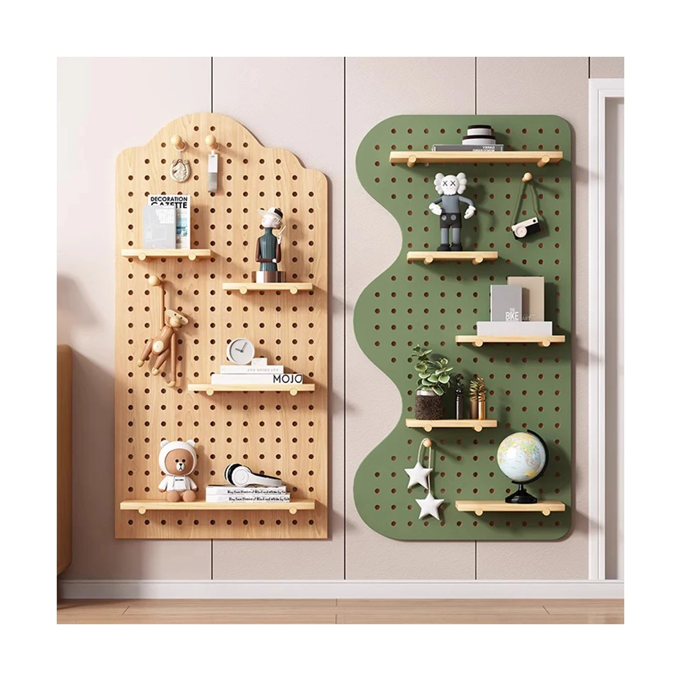 Wall Pegboard Control Solid Wood Perforated Board Multi-functional Tools Storage Holder for Home