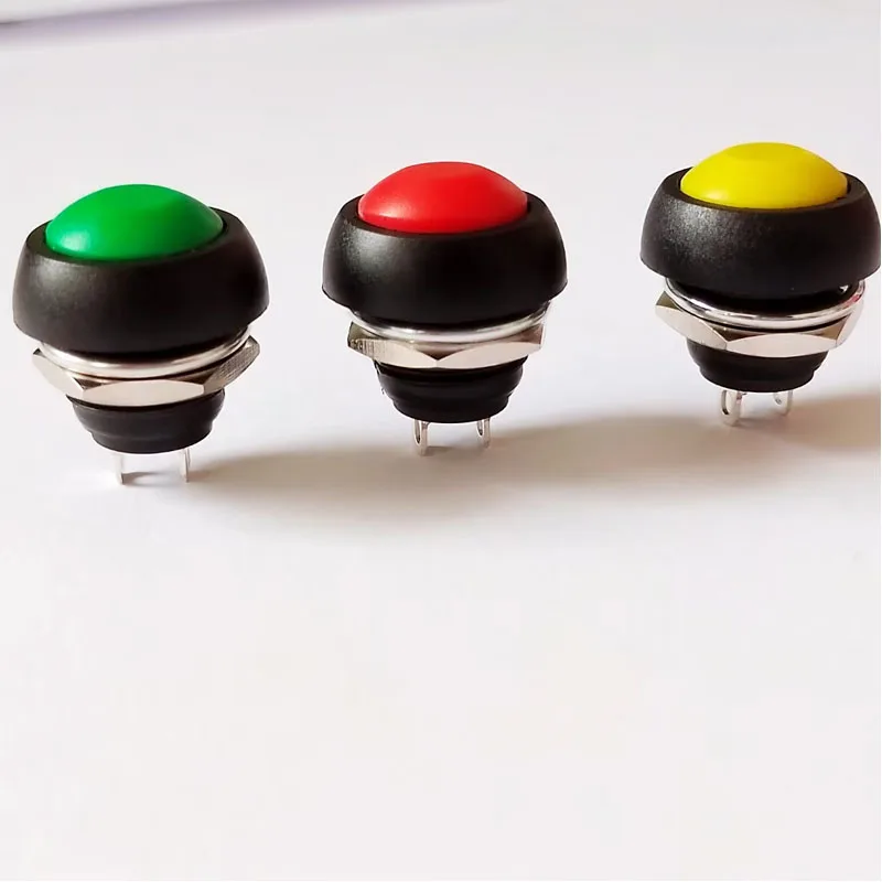 12mm 2pins Waterproof IP65 reset Push Button 12v domed head switch push button for Toy Car Momentary plastic push button