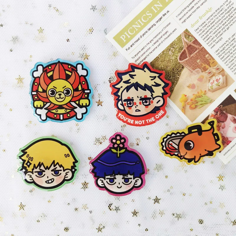 Wholesale custom printed cartoon cute design acrylic badge charms custom epoxy resin acrylic pins