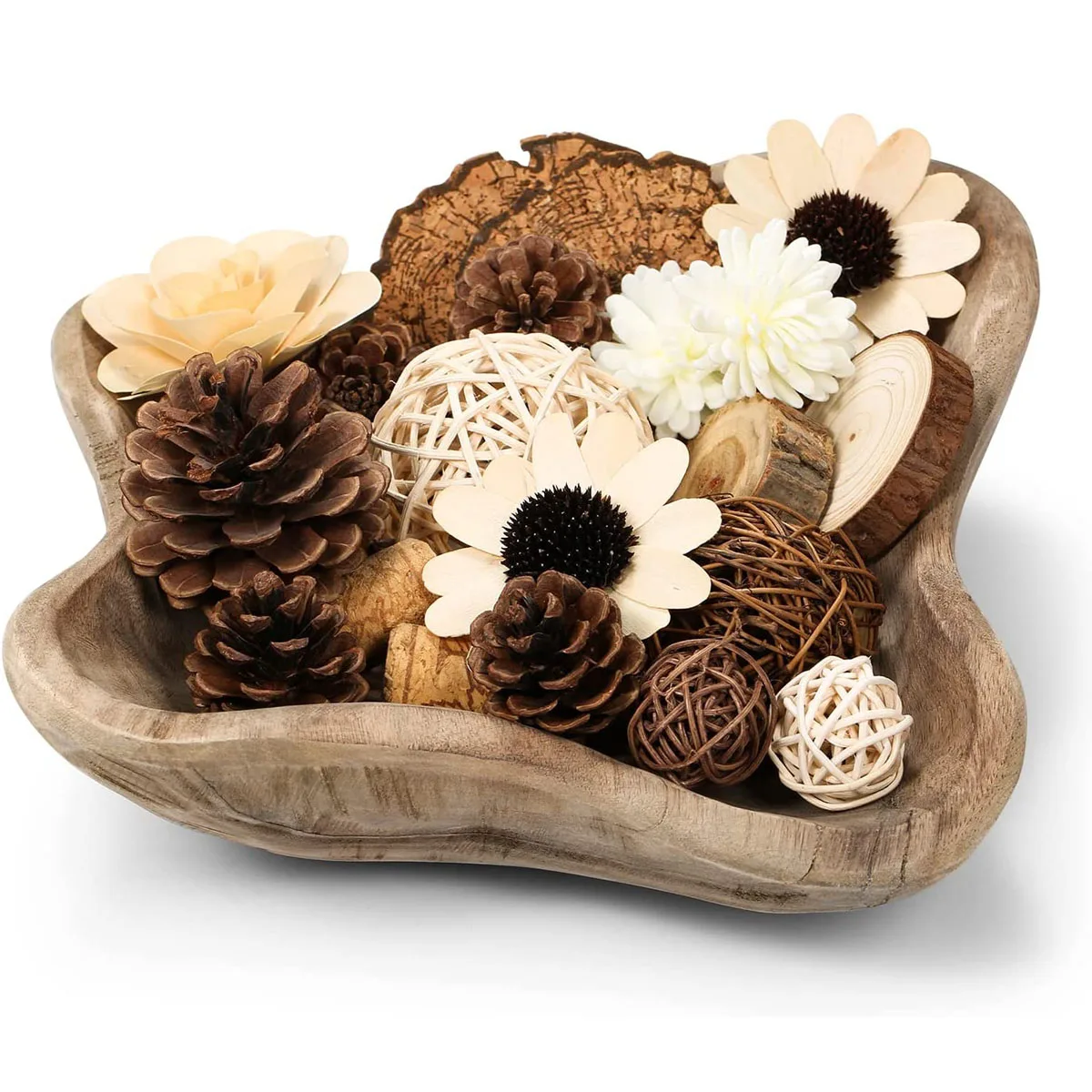 Square Wavy Live Edge rustic wood tray for Decor  Medium Natural Root Wood Hand Carved Decorative Wooden Farmhouse Fruit Bowl H