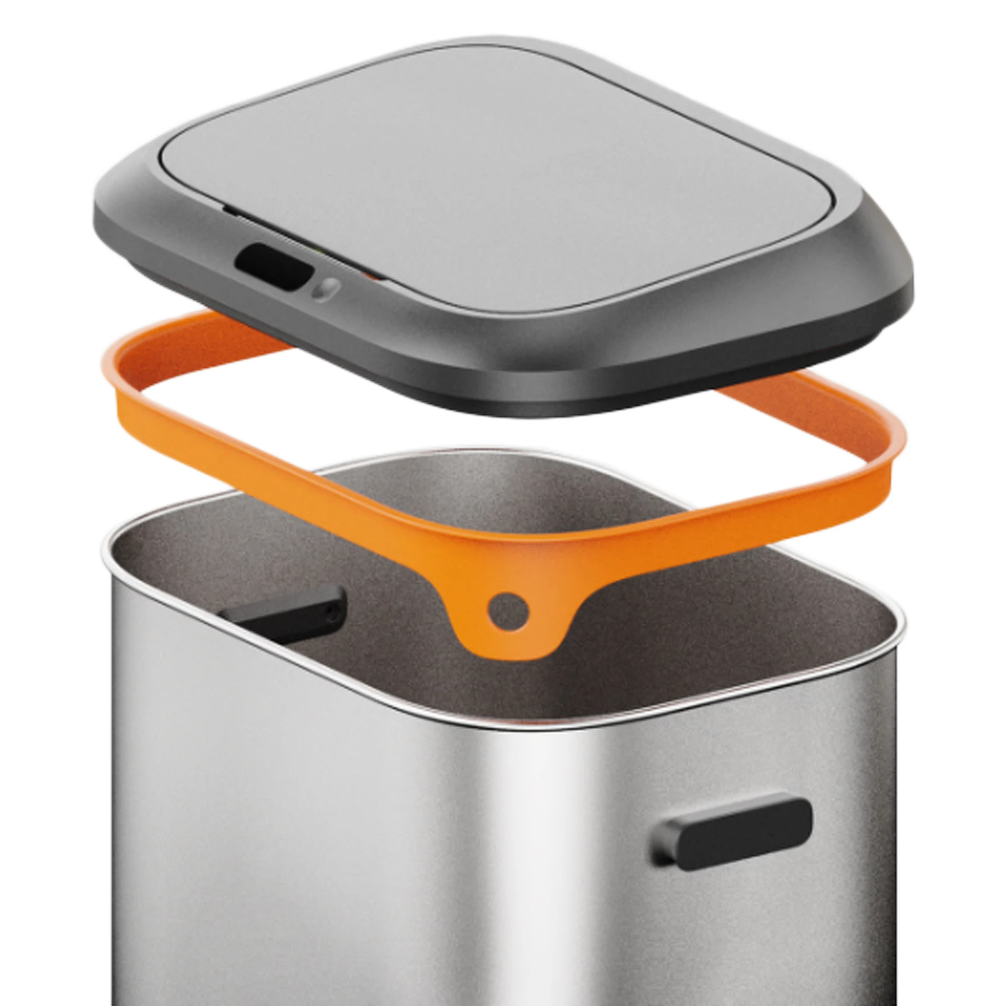 50L Rectangular Sensor Touchless Stainless Steel Recycling Bin Smart Electronic Lid Indoor Use Standing Structure