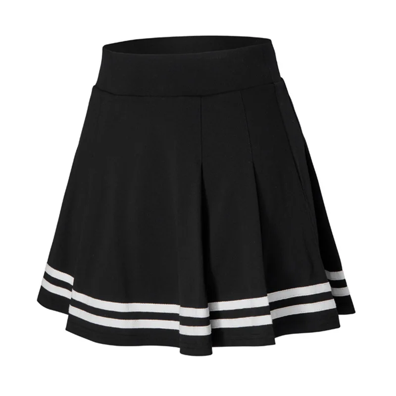 2 in 1 Inside Pocket Stripe Printing Pleated Women Tennis Sport Skirt