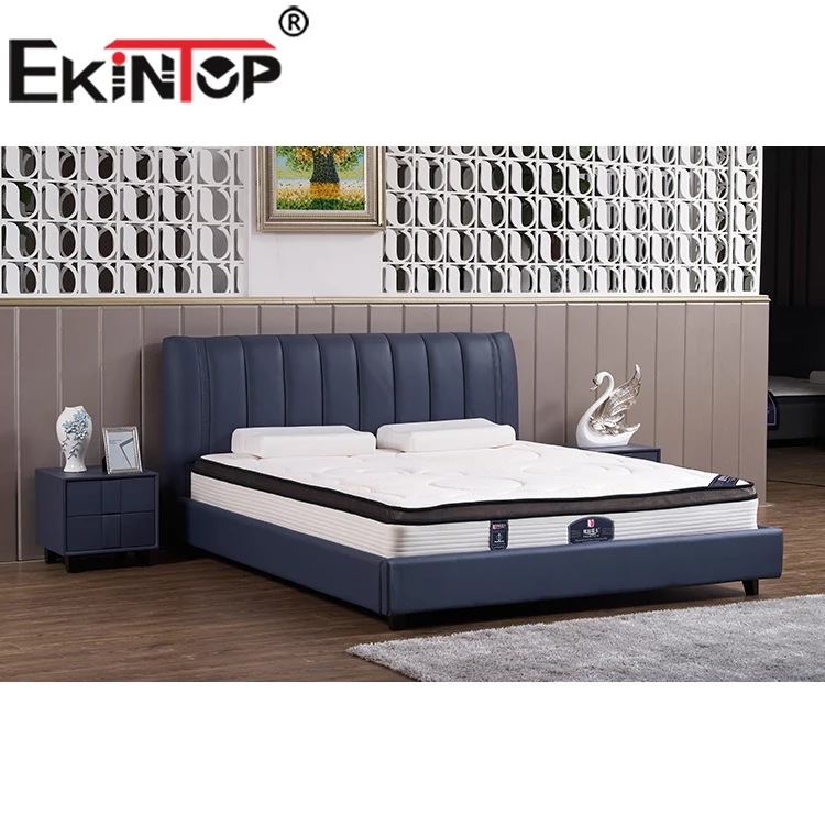 Ekintop новый дизайн Роскошная королевская кровать современная кожаная кровать с высоким изголовьем