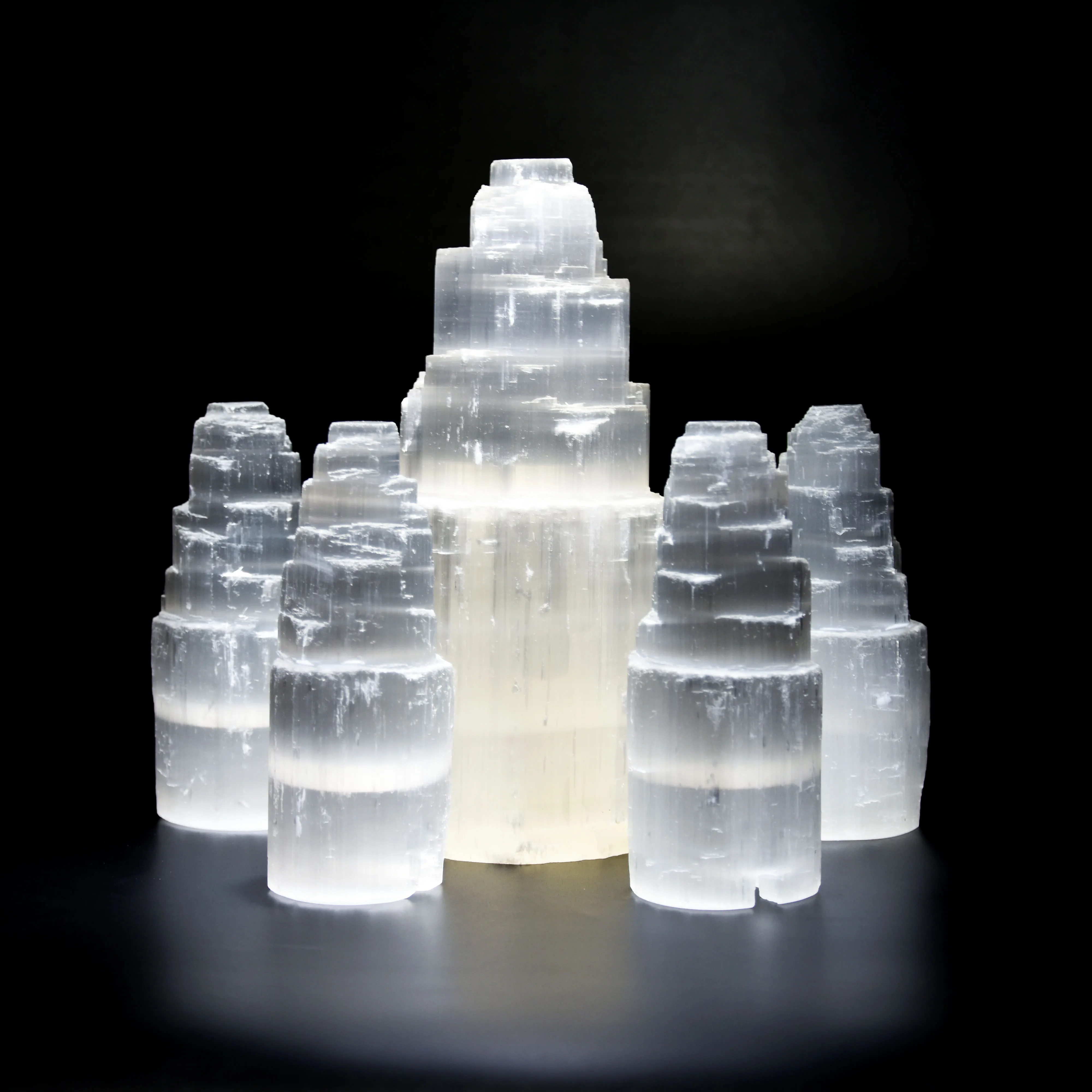 Best Selling High Quality Feng Shui Craft Crystals Healing Selenite Tower Lamps For Home Decoration Or Gifts