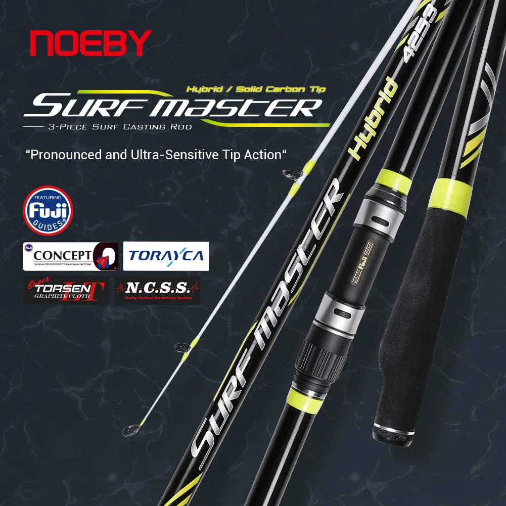 Noeby Carbon Fiber Cast Surf Rod Spinning Fishing Rod Hybrid Solid Tip Long Casting Beach Inshore Fishing Rods