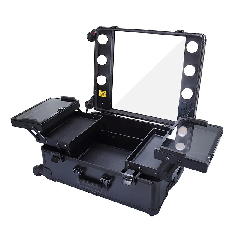 Yaeshii Multi-layer trolley makeup box professional large-capacity removable caster makeup nail Case