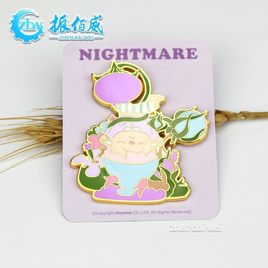 All the way flower lotus leaf lotus Han plant flower metal soft enamel enamel pin custom for coat and hat decoration