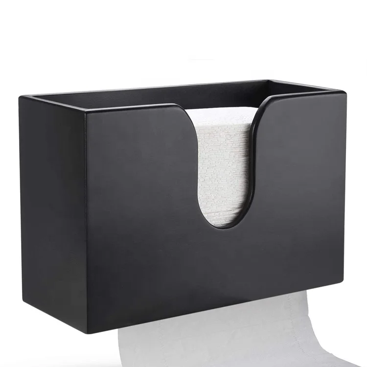 Bathroom Kitchen Wall Mount and Countertop Storage Hand Towel Toile Multifold Paper Towel Holder Bamboo Paper Towel Dispenser