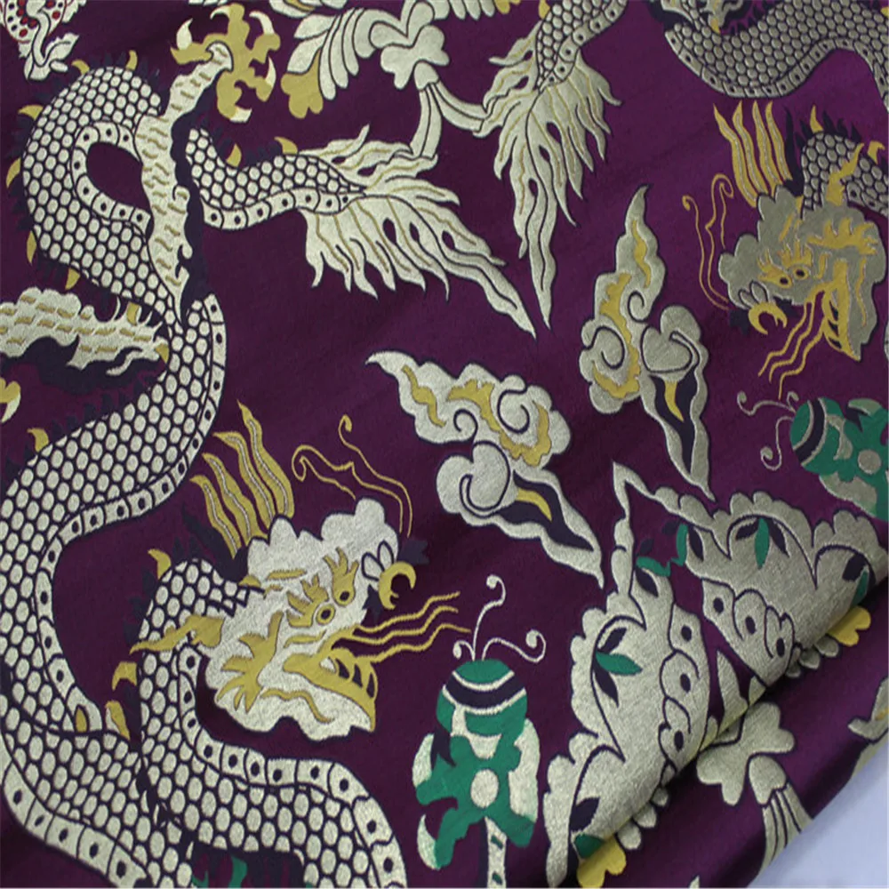 Hot Wholesale Dragon Hand Painting Jacquard Brocade Fabric 75cm Traditional for Cheongsam Clothes