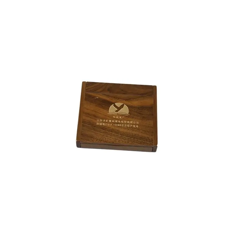 DS Custom Wholesale Walnut Medal  Wooden Souvenir Foldable Handmade Laser Engraving Wood Coin Gift Packaging Box