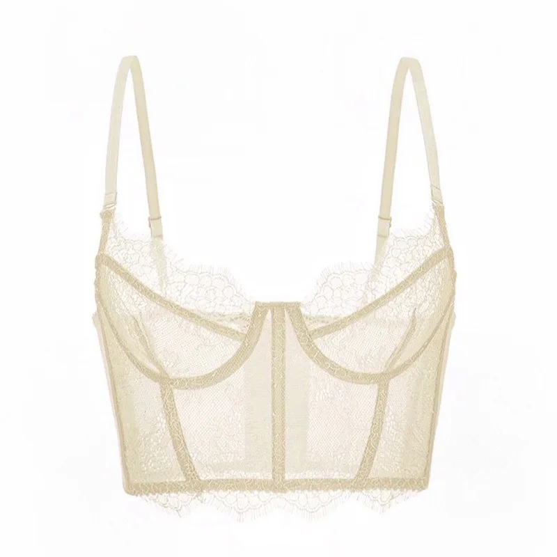French Eyelashes Lace Slim Sexy Ultra-Thin Breathable Underwear Vest-Style Sexy See-Through Bra