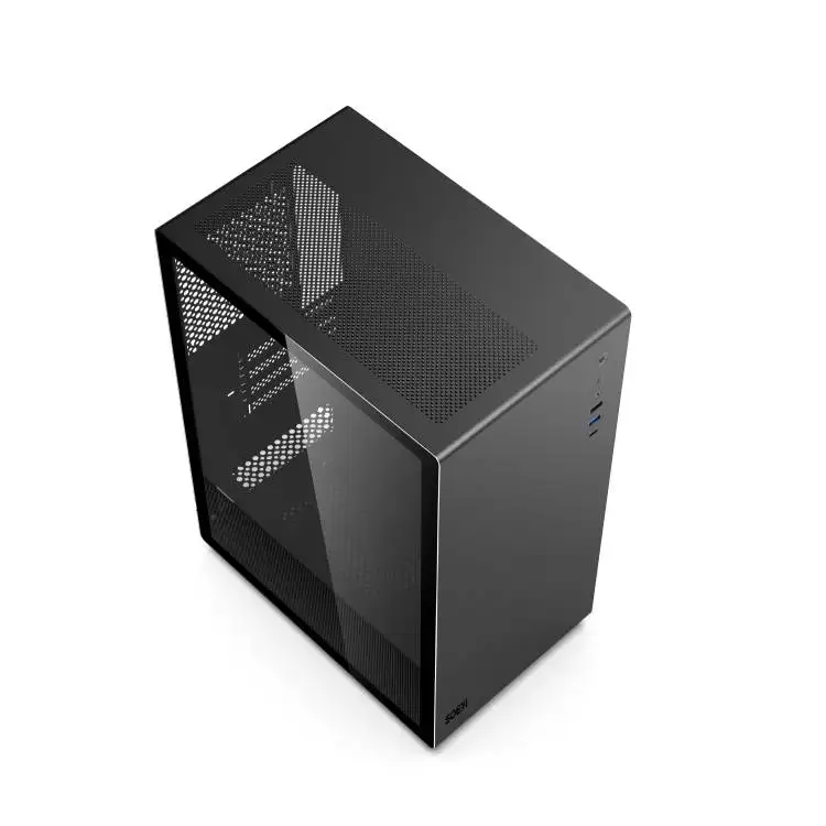 Customized Wholesale mATX Mini Tower Computer Cases Hinged Side Panel PC Chassis With Tempered Glass Panel