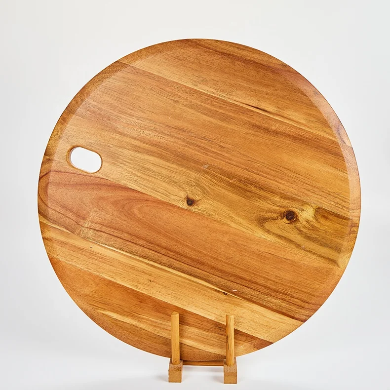 2022 Wholesale Custom Rectangle Chopping Blocks Wood Food Serving Tray Acacia Wooden Cutting Board with Handle