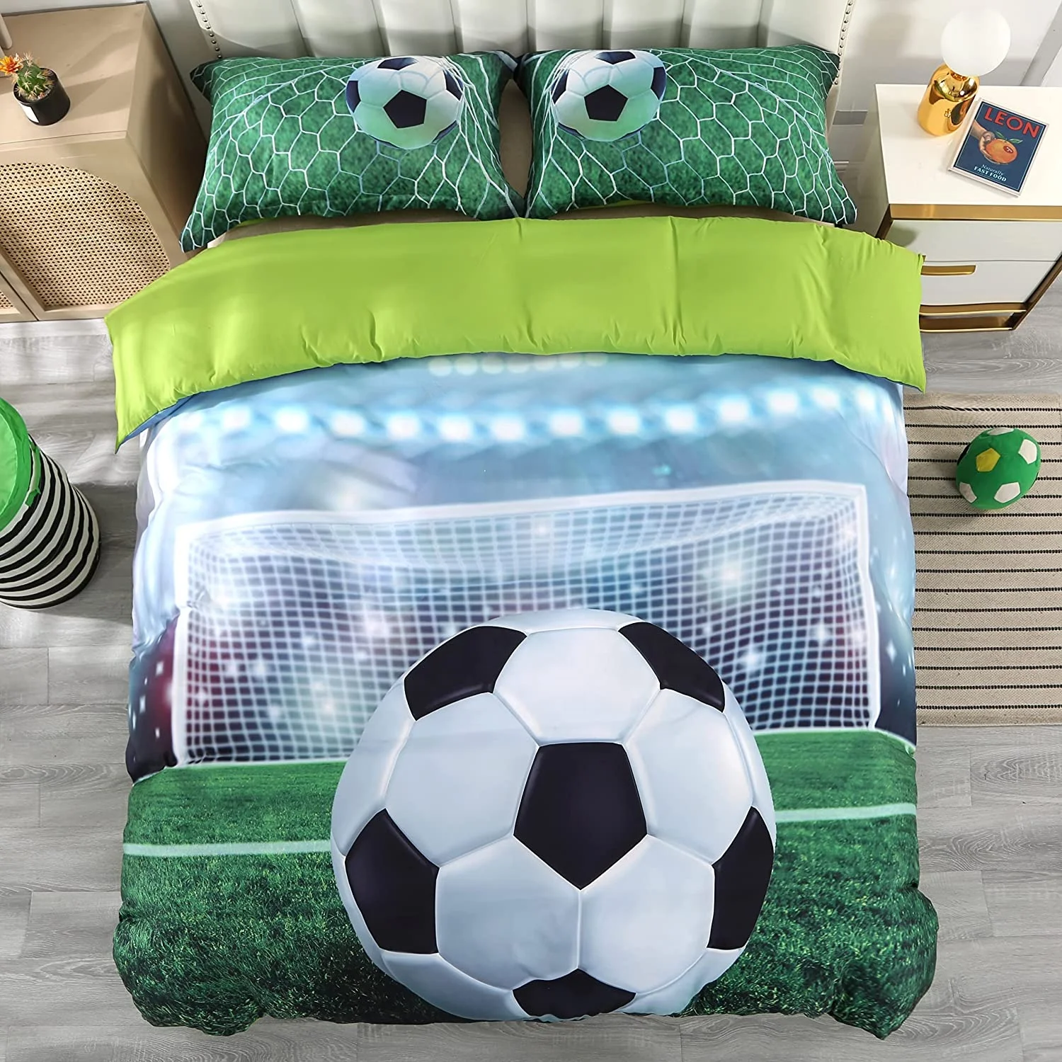 Sport Bedding Set for Girls Boys Children Kids Football Comforter Cover Sports Theme Games Duvet Cover Set