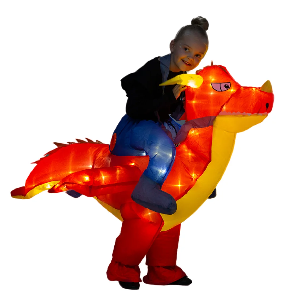 2022 new arrival Inflatable cosplay Costume Built-in LED lights inflatable riding dinosaur costume for Kids