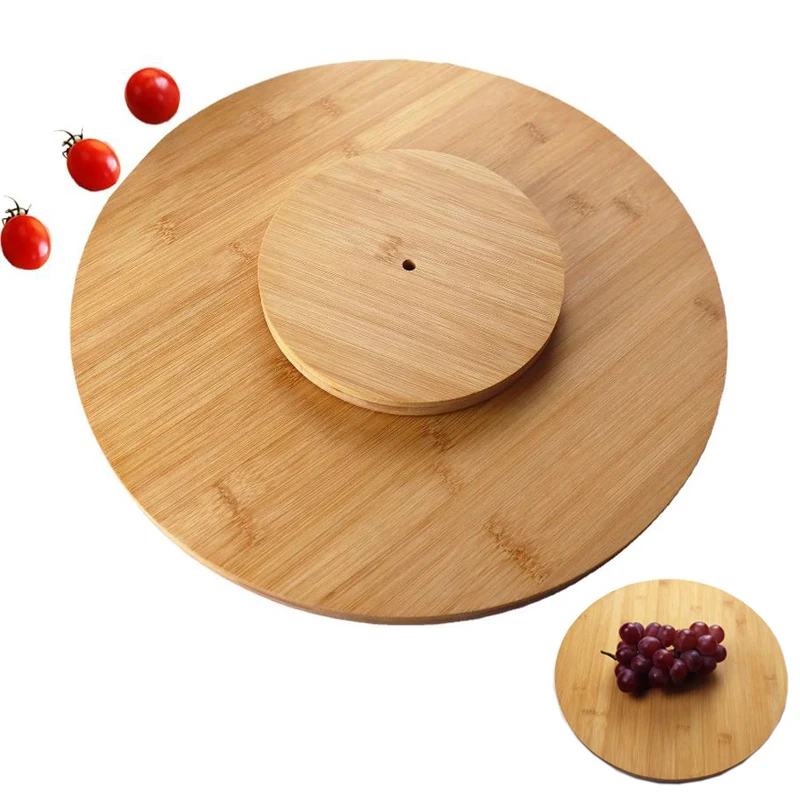 Kitchen Turntable Cutting Board Natural Bamboo Rotating Table Serving Plate Rotating Bamboo Lazy Susan