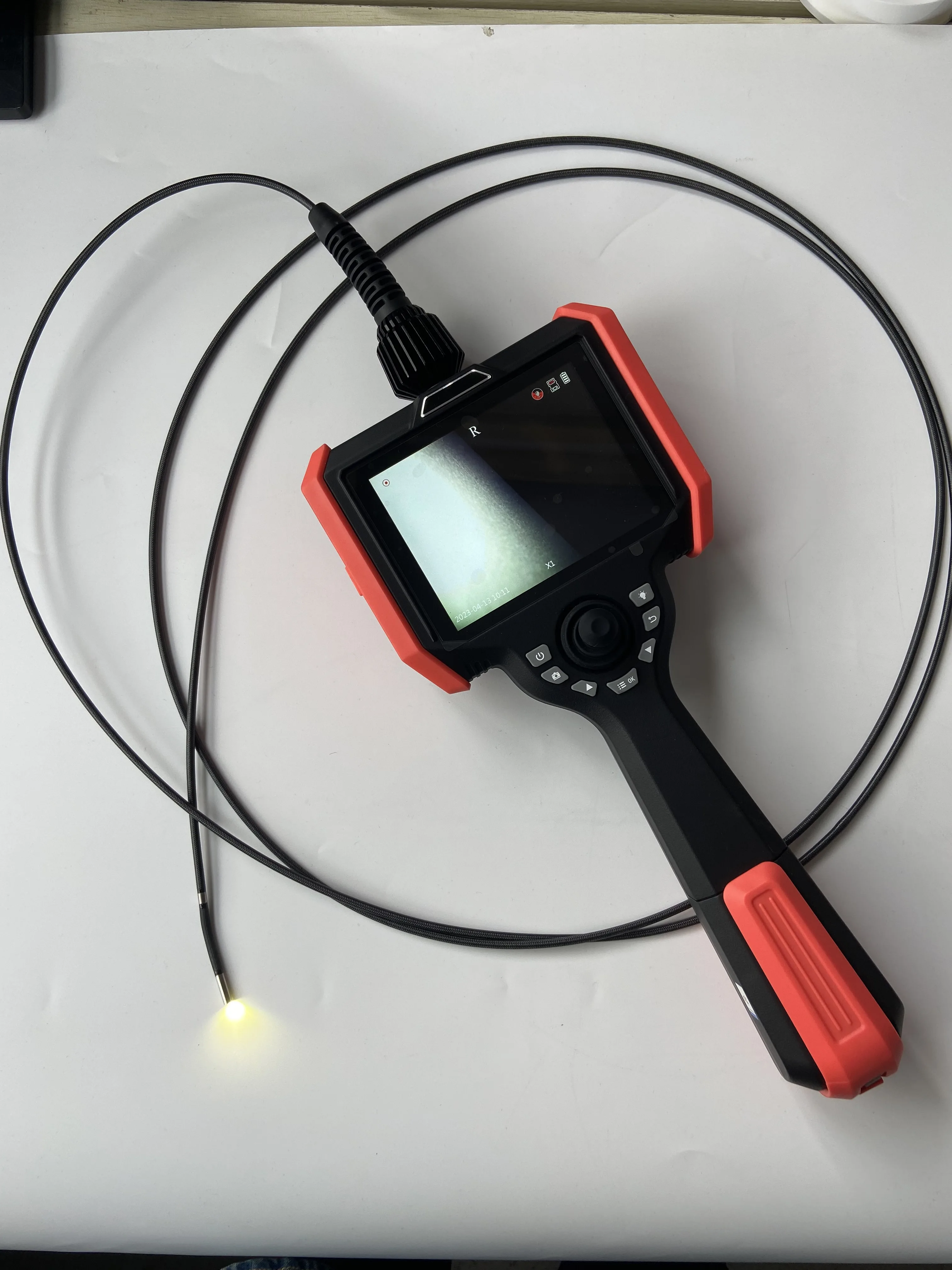 Flexible Industrial Borescope with 6mm Probe Lens, 2Mts Working Cable, 360 Degree Joystick Articulation, 5 Inch Display