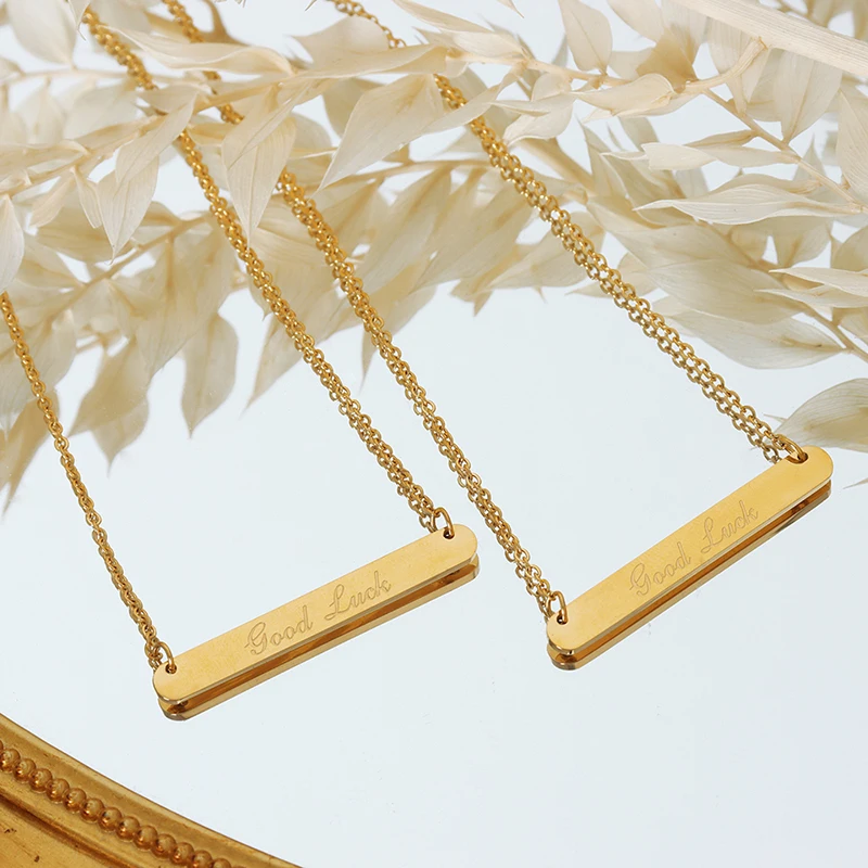 Free Laser Logo Necklace Letter Pendant Stainless Steel Necklace Custom New Product Ideas Charms Chain