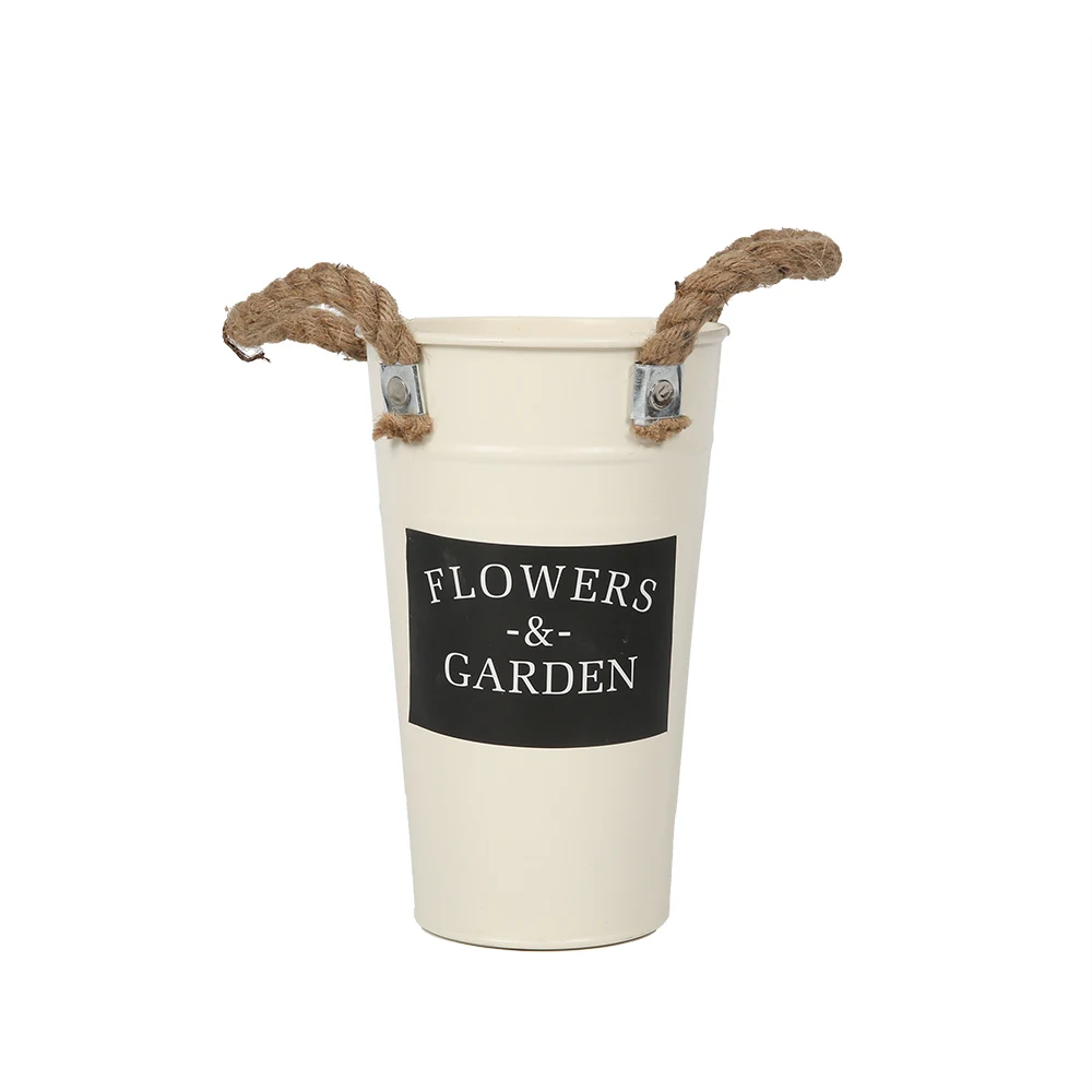 Galvanized Garden Decoration european style garden iron metal flower bucket garden vases flower pot Metal Flower Pot Bucket