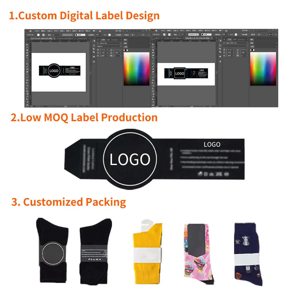 Low MOQ manufacturing personalized sox knitted cotton mens sock custom logo jacquard crew socks for men