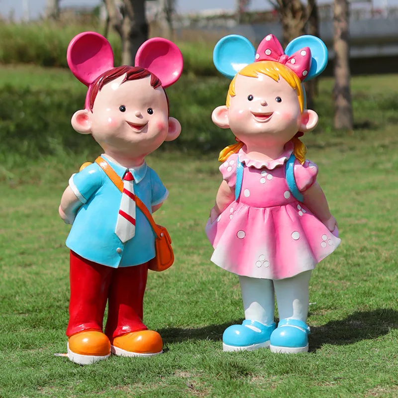 Customized 3D Cartoon Child Resin Sculpture Giant Children Fiberglass Outdoor