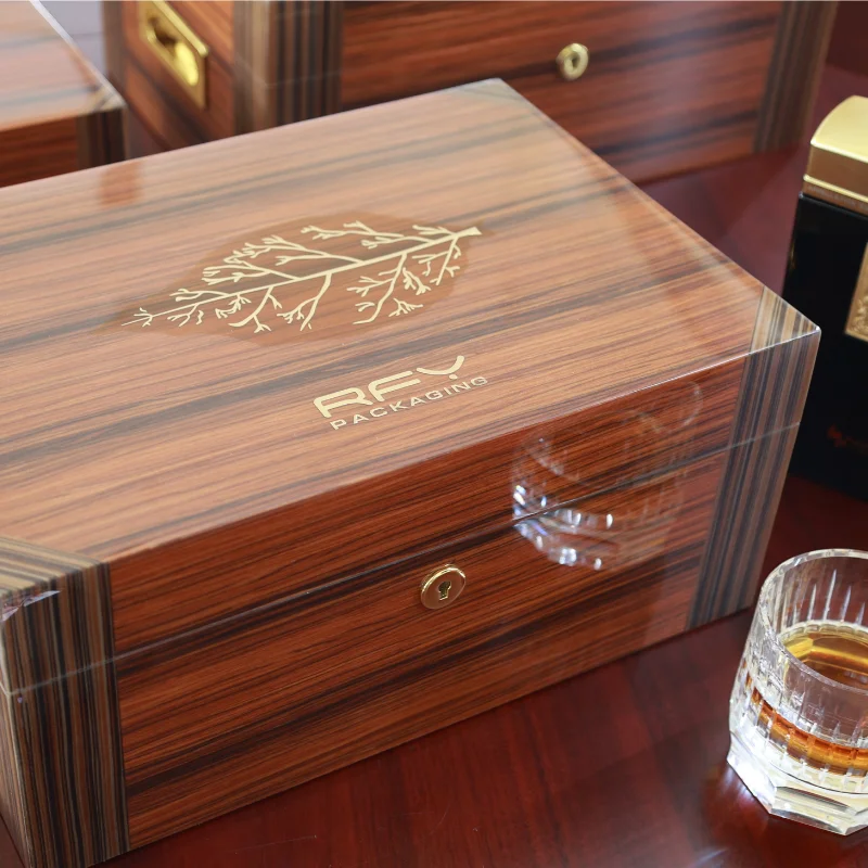 Фабричный изготовленный на заказ испанский кедровый ящик для сигар хьюмидор Роскошная фортепианная краска кубинская сигарная коробка гигрометр