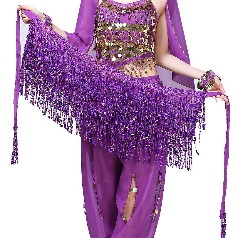 Stage Show Accessories Lady Women Belly Dancing Dress Waist Chain Belt Shiny Bellydance Costume Prop Latin Dance Skirt