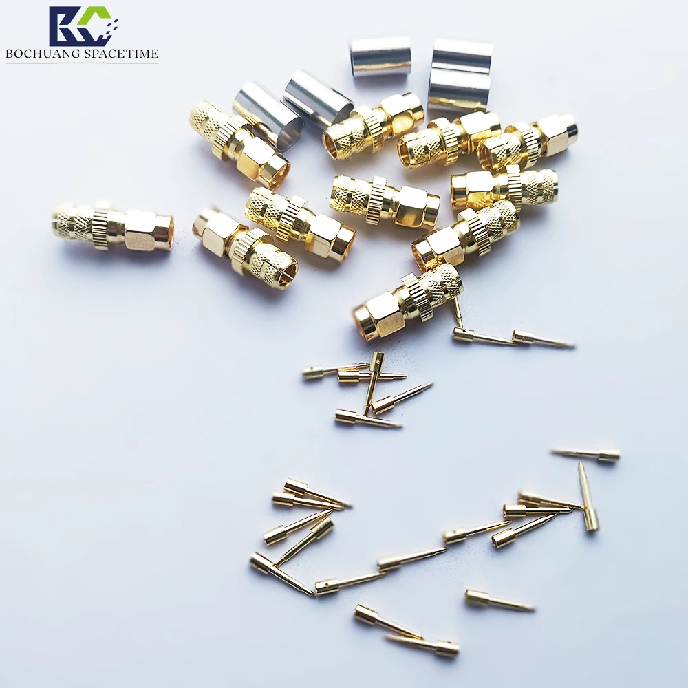 50 ohm impedance pure copper plated low attenuation communication adapter RFSMA (male) connector RFcable coaxial connectors (rf)