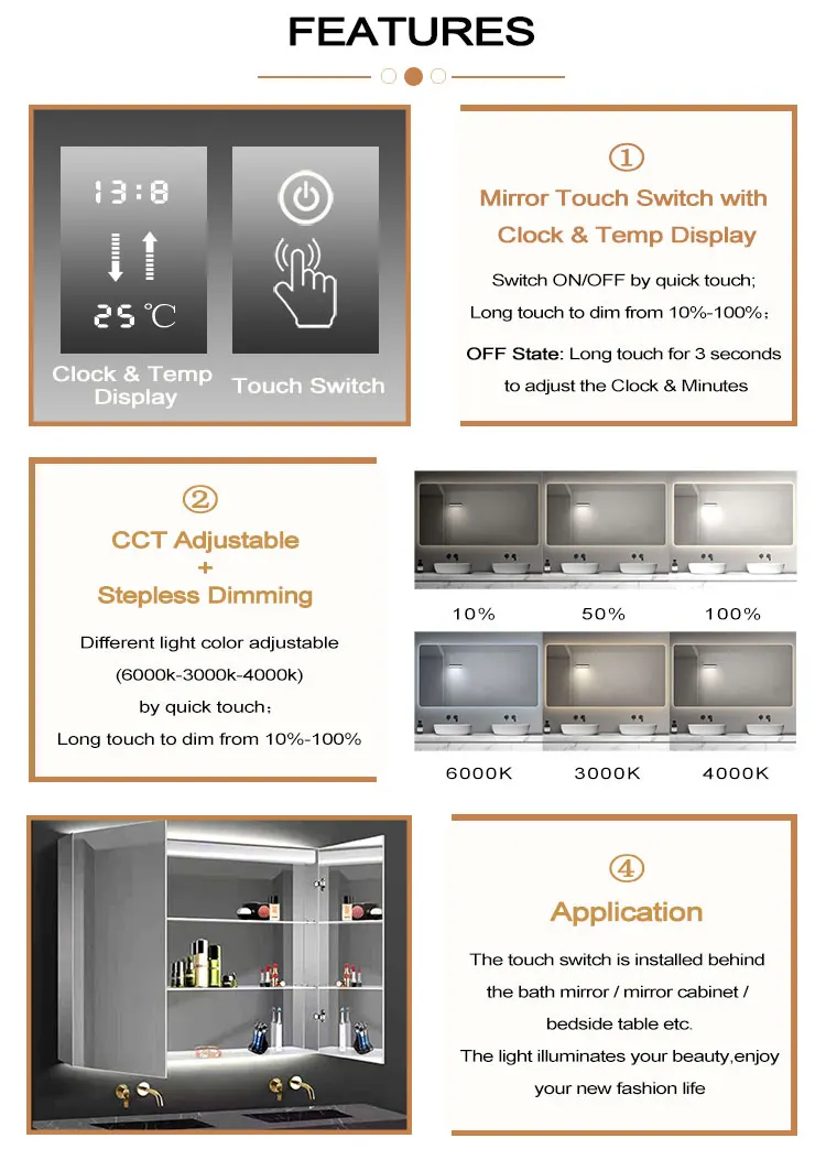 Сенсорный датчик с одной кнопкой и часами светодиодный сенсорный выключатель для зеркала в ванной комнате