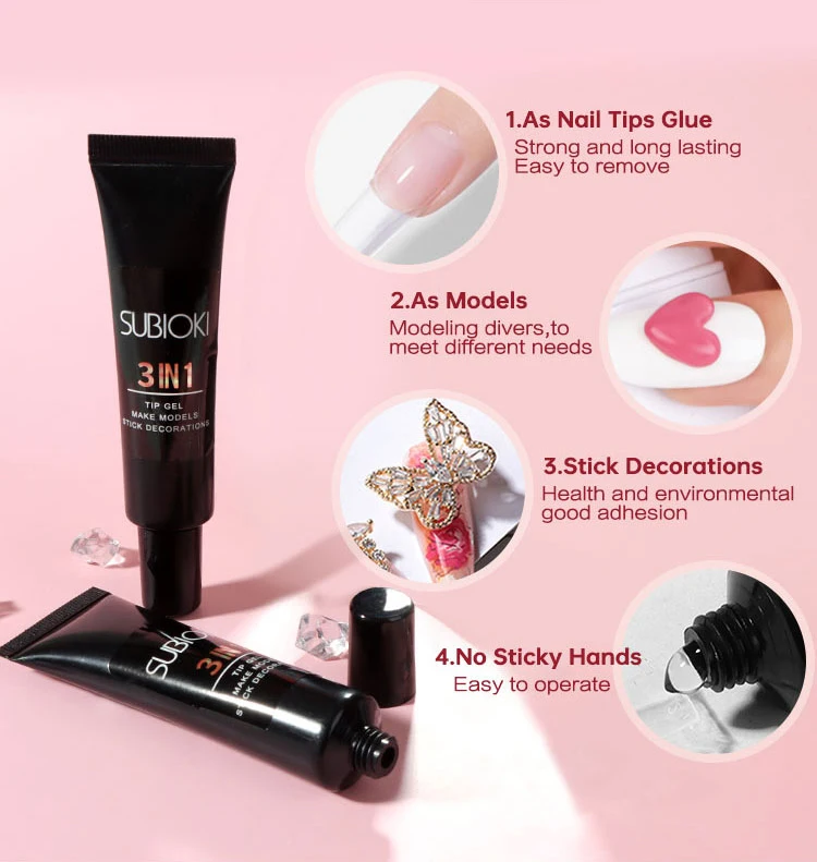 OEM Super Strong Hose Design Diamond Rhinestone LED Gel Nail Glue Adhesive Nail Decorations