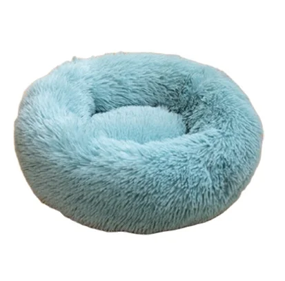 Round Plush Long Faux Fur Ultra Calming Cushion Cuddler Donut Pet Bed for Dogs and Cats Dog Beds Eco Friendly Luxury