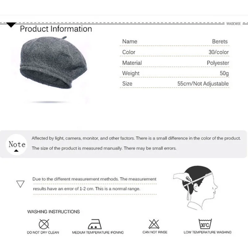 RTS 30 Colors In Stock Hat Manufacture Solid Color Wholesale Beret Hats For Ladies Wool French Women Beret Hat High Quality