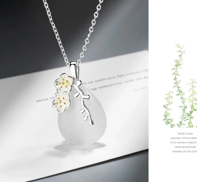 Sterling silver flower and opal women