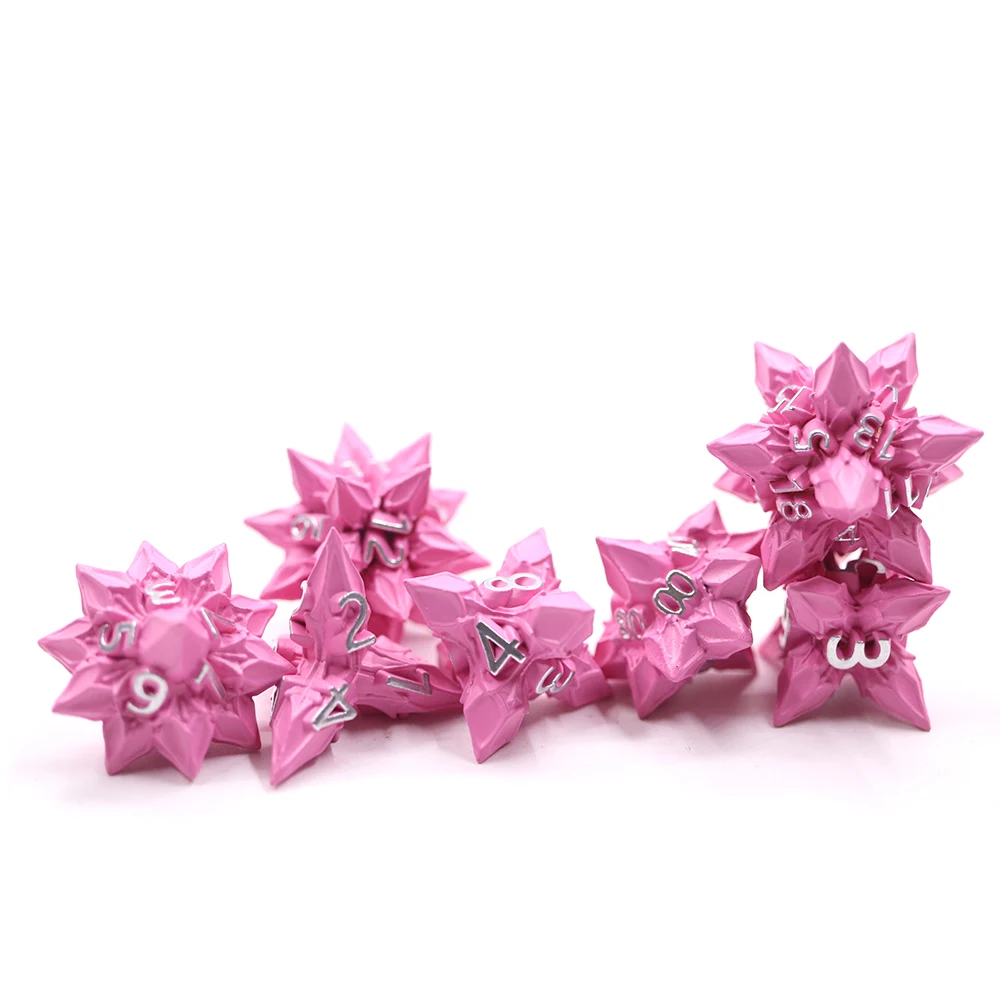 New Design Best Price Pointed Angle Soild Special-shaped Hot Pink Dnd Dice Set For RPG Board Game