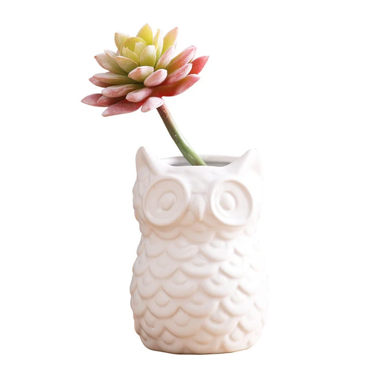 
Home Accessories Gray White Owl Ceramic Vase Decoration Bedroom Arts Crafts 
