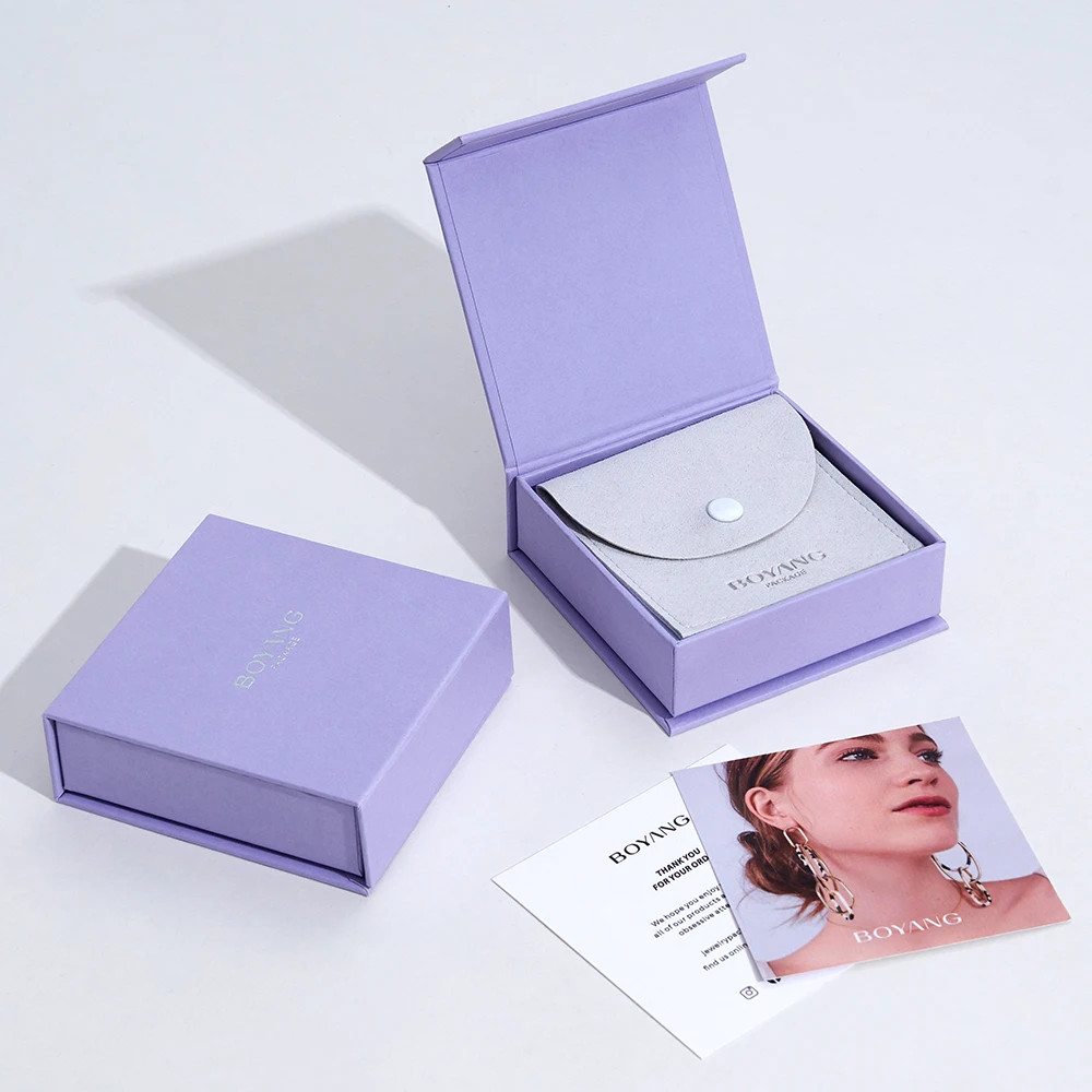 Boyang Custom Made Book Style Magnetic Closure Jewelry Set Box Packaging