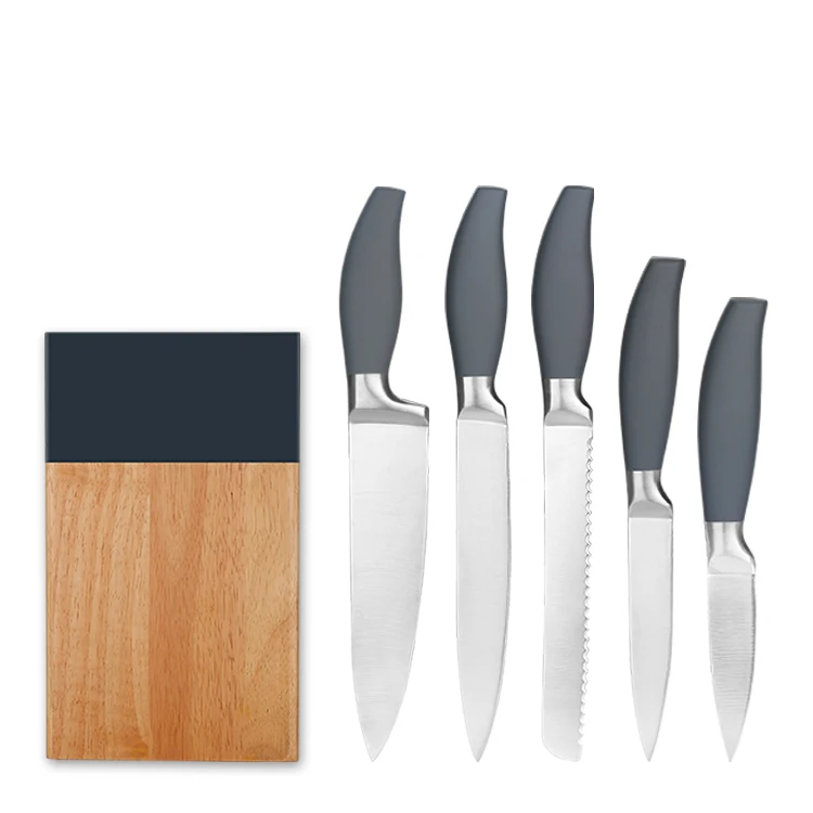 High-end Stainless Steel Hollow Handle With Rubber  Plastic Kitchen Knife Set Household Kitchen Utensils