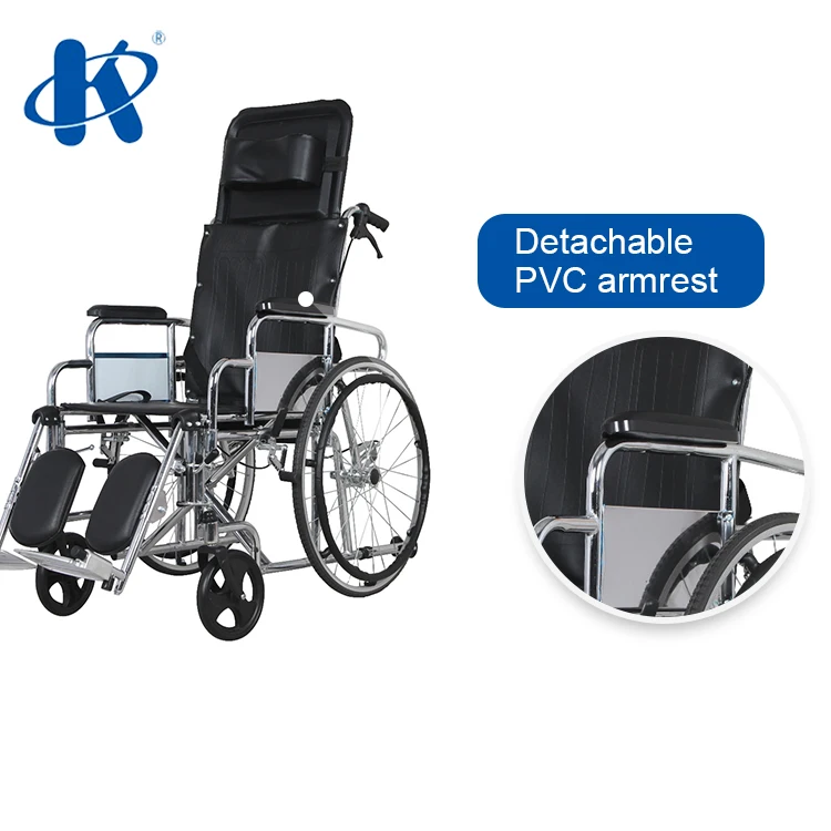 Backrest Reclining 90~180 Degree Steel Wheelchair Steel Good Quality Excellent Manual Wheelchair