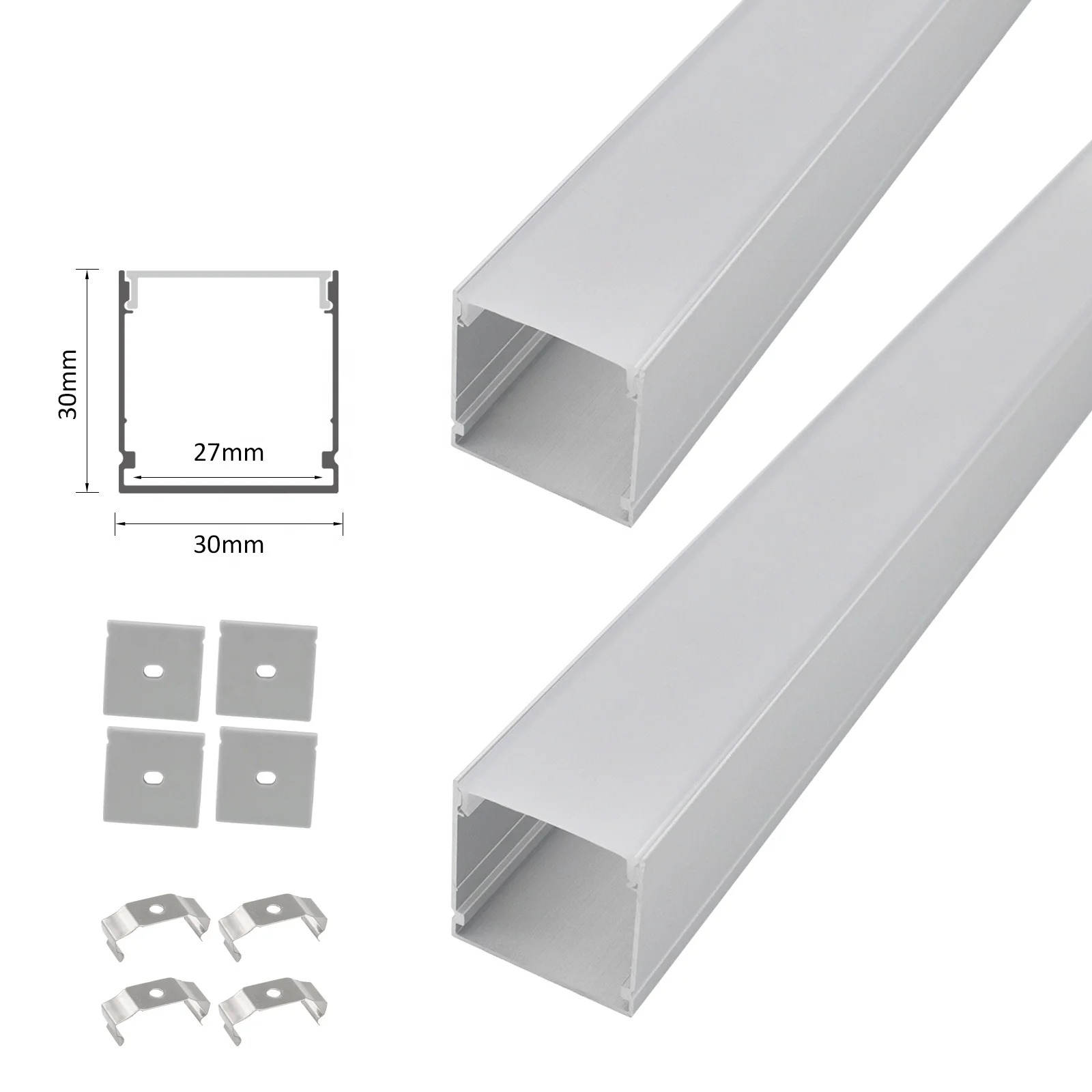 Factory Price 089 Recessed Led Profile 30*30mm PC Milky Cover Wardrobe Decorative Aluminum Profile