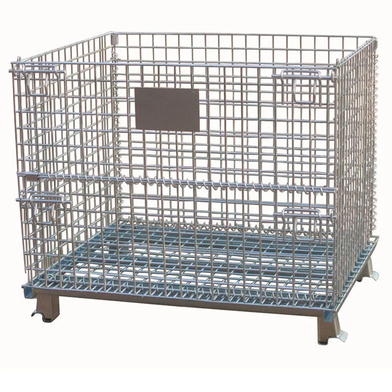 Metal Folding Butterfly Wire Mesh Pallet Logistics Storage Basket Cage For Wine