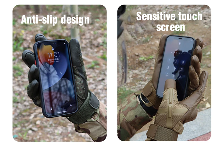 WANZHUO High Quality AntiSlip Full Finger Touch Screen Shooting Hunting Climbing Motorcycle Outdoor Tactical Gloves with TPR