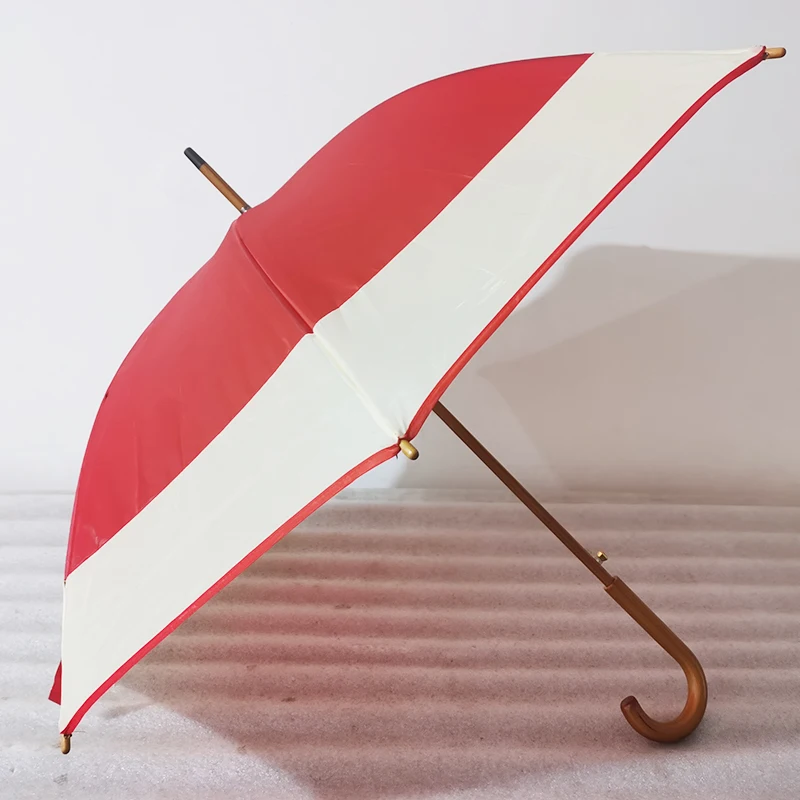 Best Umbrella supplier Wholesale J Wooden Handle Straight Umbrella for the rain Custom wood umbrella with logo