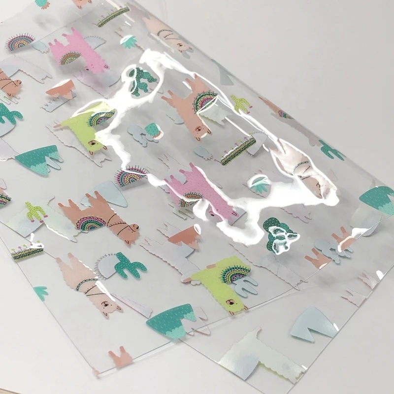 Custom design clear transparent vinyl fabric printing leather jelly leather sheets for bag or shoes usage