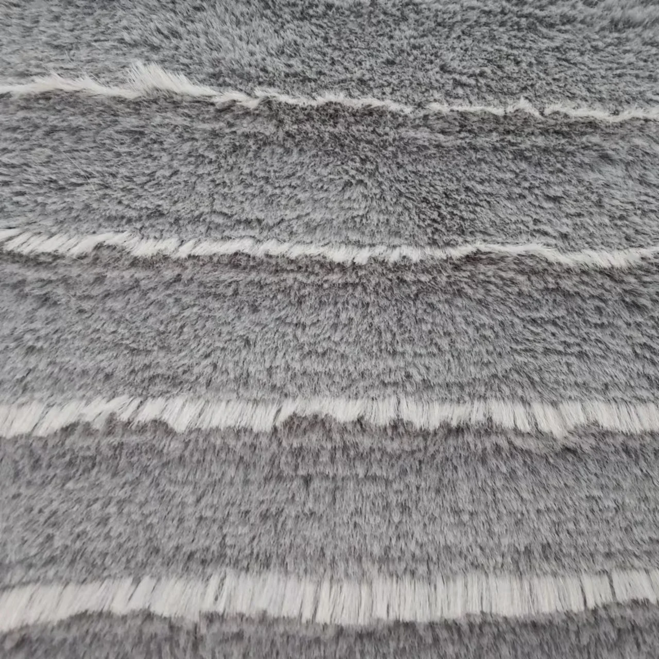 100% Polyester Knitted Jacquard Stripe Faux Rabbit Fur Fake Fur Faux Fur Fabric