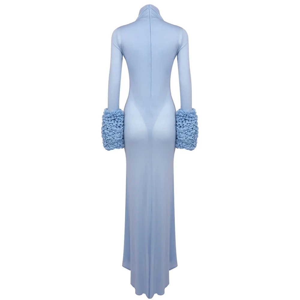 New dropshipping elegant long sleeve floor length dress for women