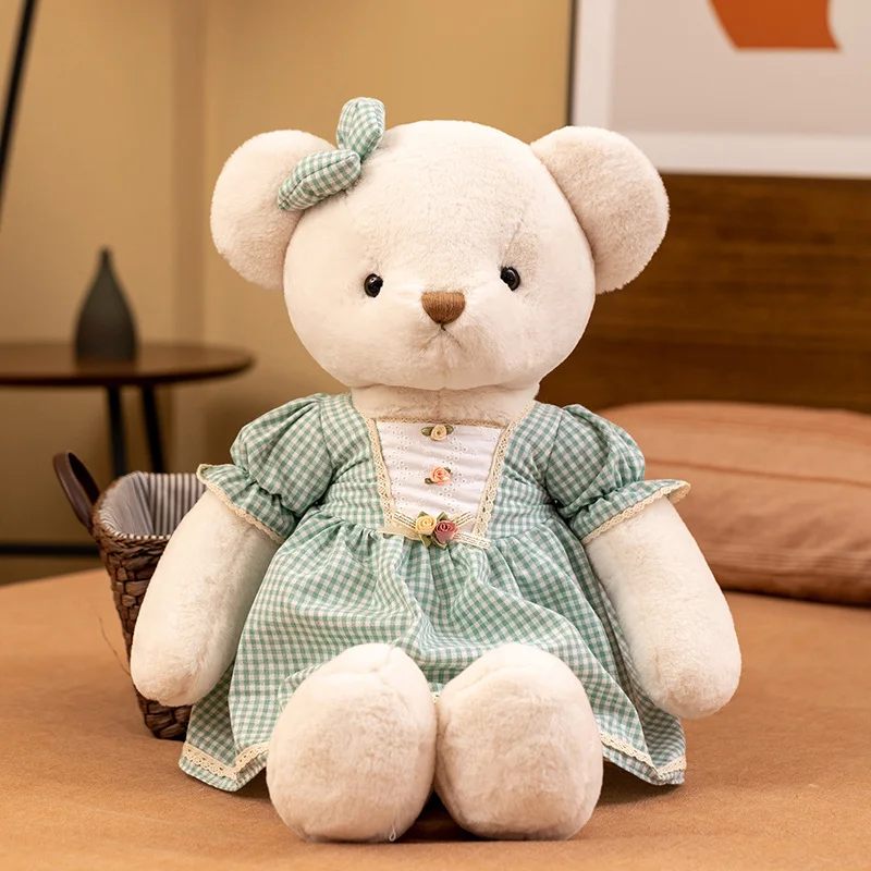 Горячая распродажа милая маленькая юбка плюшевый мишка кукла подарок на день Святого Валентина праздник медведь с клетчатым цельным