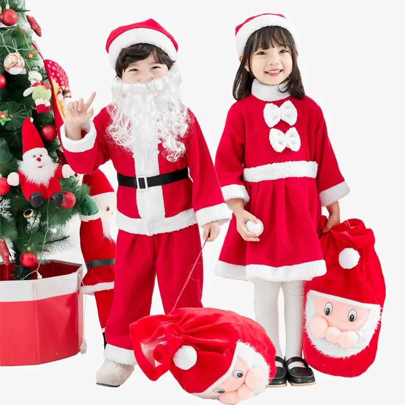 Hot Sale Dress Up Santa Costume For Christmas Kids Clothes Christmas Santa Claus Costumes For Boys And Girls